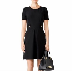 Trina Turk Perla A Line Pleated Black Dress Office